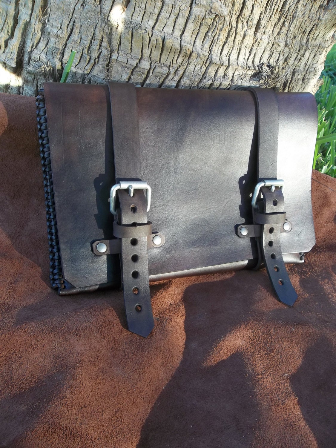Leather Ipod Case, Hand Stitched Brown Leather Sleeve, iPad tablet case