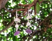 Amethyst, Rose Quartz, and Freshwater Pearl Earrings
