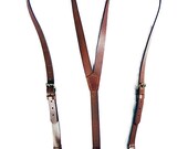 Leather Suspender - Coffee Brown - Hand Stitched - Argentine Genuine Leather