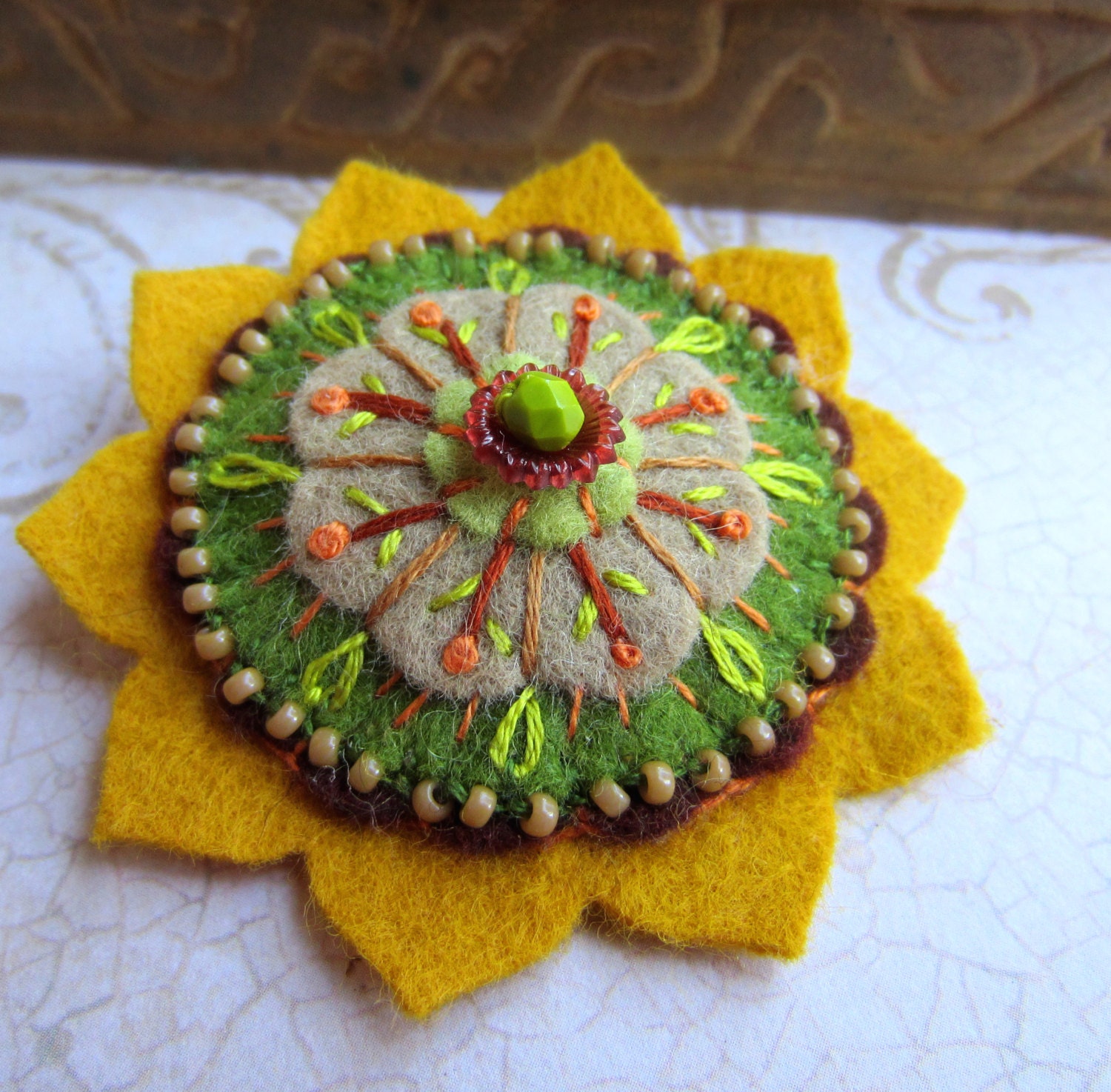 Clementine Felt Flower Brooch FREE US SHIPPING