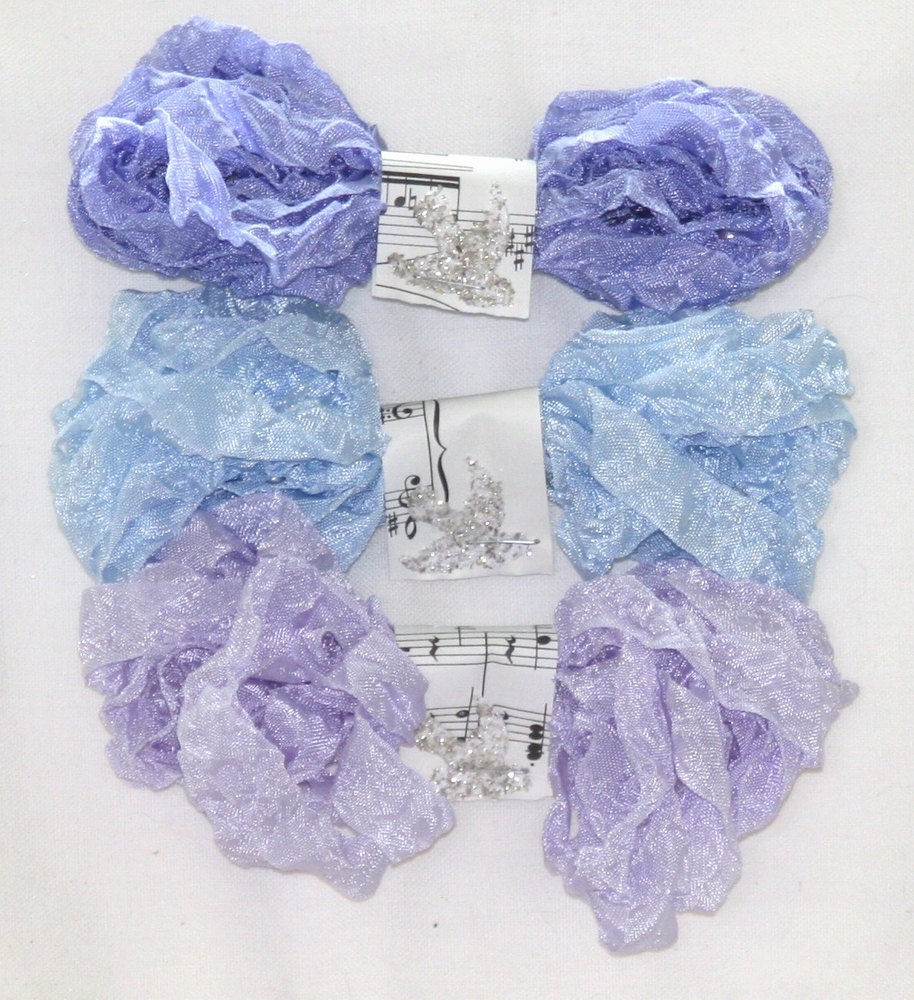 Seam binding - Crinkle Ribbon - Woodland Phlox - Light Blue - Purple - Periwinkle - 15 Yds. - Crinkled
