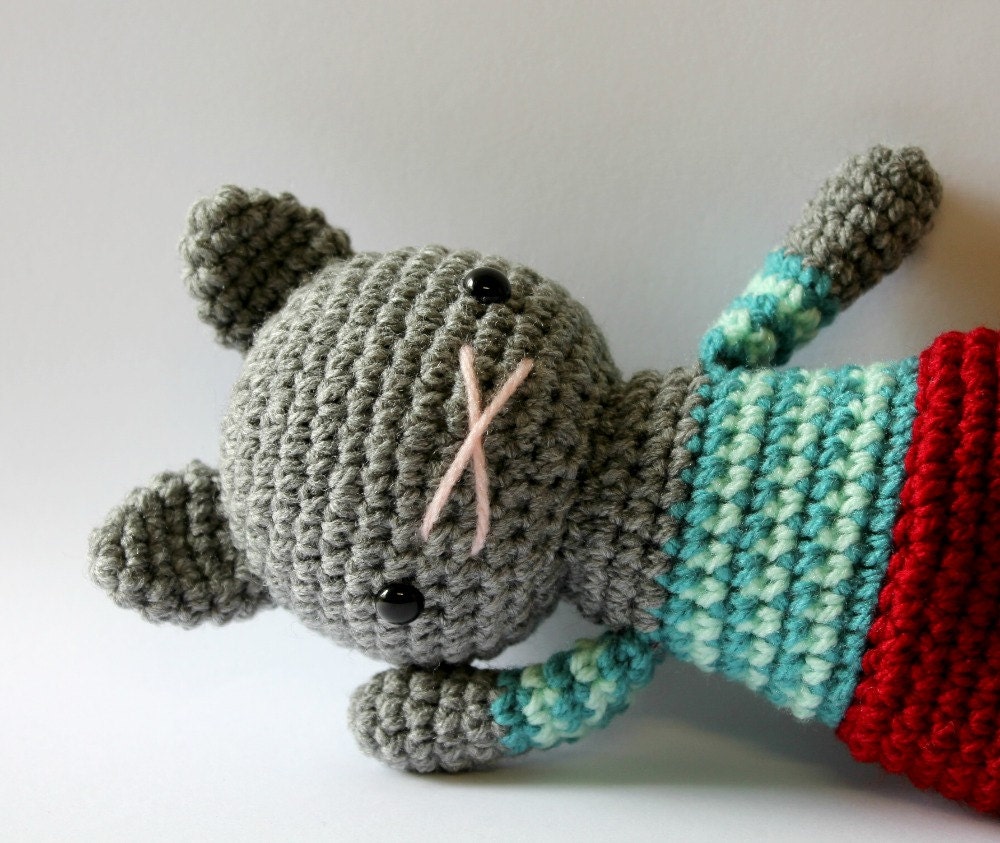 stuffed plush toy cat kitty amigurumi crochet kitten plushie .. little ruby