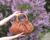 Garden Blooms Handbag with Wood Handles - Handmade Floral Purse - Ready to Ship