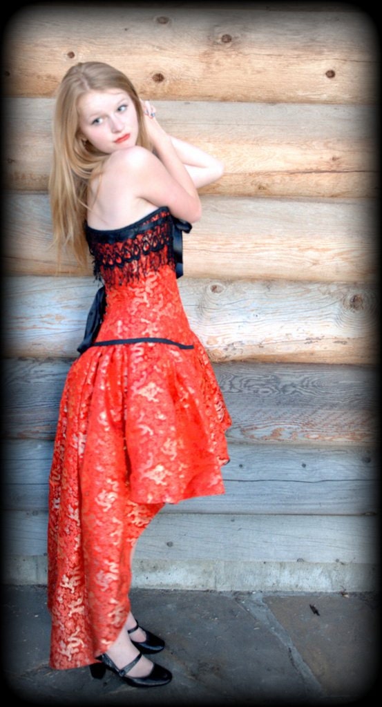 Formal Dress-Couture- High Low Dress,Boned,  Brocade Silk, Wedding Dress- Grad