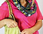 Green Beach Bag, Hand-dyed Cotton Large Purse, Multicolored with Pocket