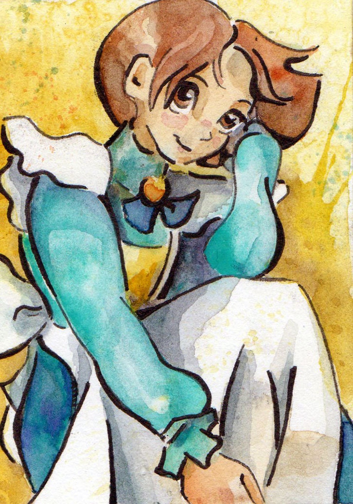 Harvest Moon Watercolor of Elli - Video Game Art by Jen Tracy - Nerdy ACEO