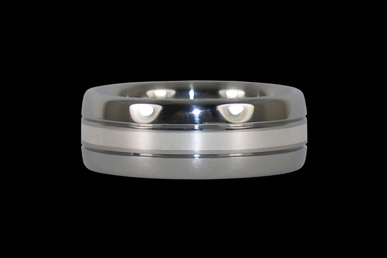 Hawaii Titanium Ring Style Silver inlay Titanium Ring