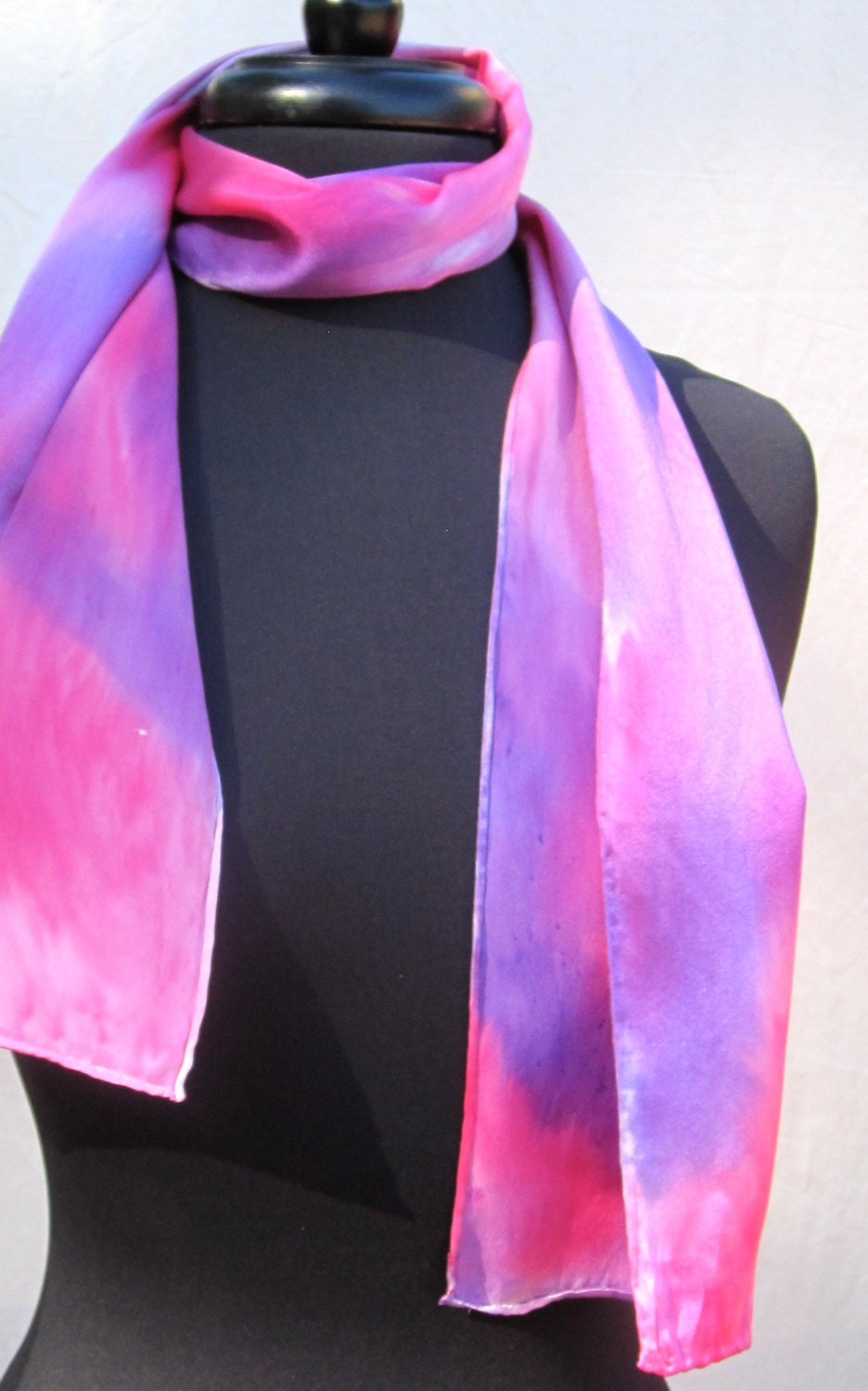 Joyflower Fuchsia Hand Painted Silk Charmeuse Scarf