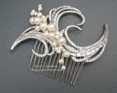 Wedding Hair Accessories, Bridal Hair Combs. Bridal Hair Accessories, Ivory Pearl Rhinestone Crystal Wedding Hair Pieces Fascinator Clip