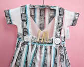 ClothesPin laundry bag, vintage cotton print black, white, turquoise and pink