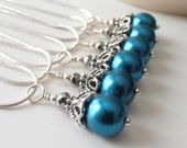 Teal Bridesmaid Necklaces Beaded Pearl Pendant Necklace Antiqued Silver Peacock Weddings Bridal Party Jewelry Bridesmaid Gifts Handmade