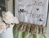 Flour Sack Kitchen Towel - Farmhouse Style Country Cottage Chic Ruffle Southern Saying "Bless Your pea-pickin Heart"... Sweet Magnolias Farm