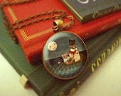 Owl Pendant Jewelry, Owl Necklace Girl Jewelry, Photo Jewelry Glass Pendant Gift Girl, Whimsical, Girl Necklace - The Owl & The Pussycat
