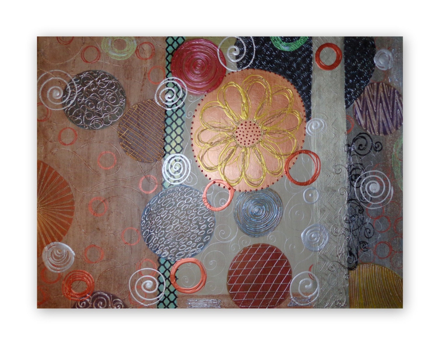 Huge Abstract 48x36x1.5 Earthy Modern Handpainted Textured Metallics Matte Shiny Acrylic Heather Montgomery Art