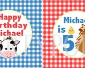 Digital Farm Party, Decoration, sign, Banner Add On, Farm Birthday Party, Printable 5" decoration,  barnyard  Party, Personalized