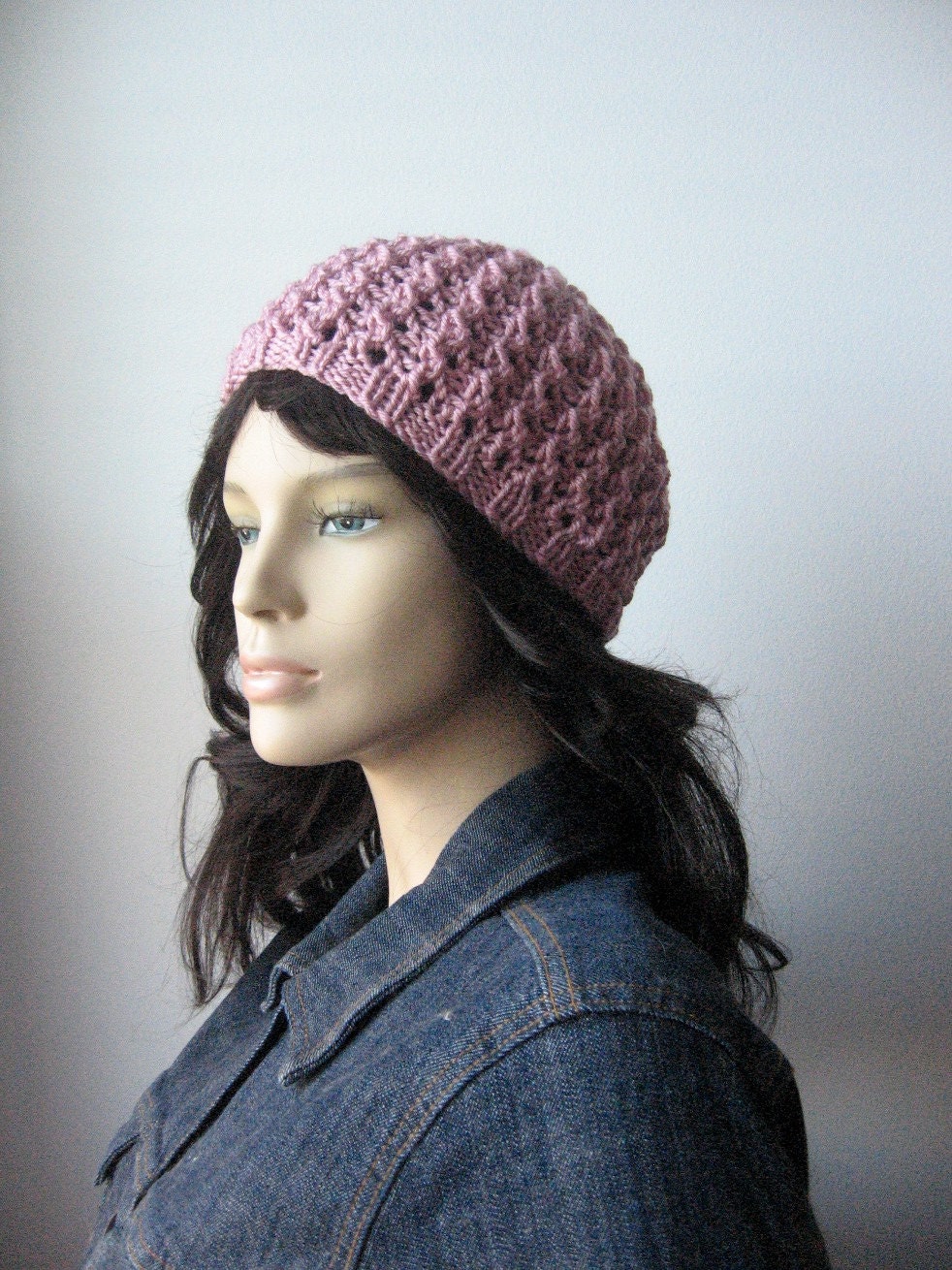Knit Pink Hat Pink Lace Beanie Womens Hat Spring Fashion Knitted Hat