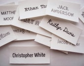 Iron On Name Tags, personalized name labels for kids clothing (school name labels).  100% organic cotton