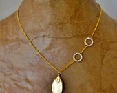 Gold Leaf and Vintage Rhinestone Necklace