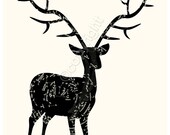 Celestial Deer - 16x20 inches on A2 Poster. Beautiful vintage style woodland deer and star map.