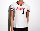 Vintage Montreal Expos 80's Baseball T Shirt Red White Blue Women's Small