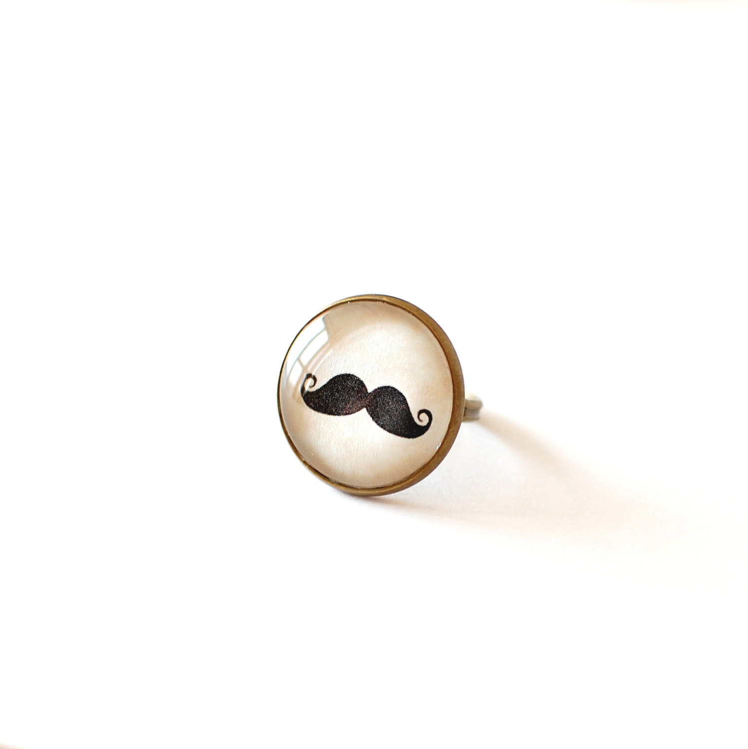 Mustache Ring. Black Curly Moustache Adjustable Ring.
