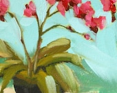 pink orchids original still life floral oil painting by moulton on canvas 6 x 8 inches prattcreekart