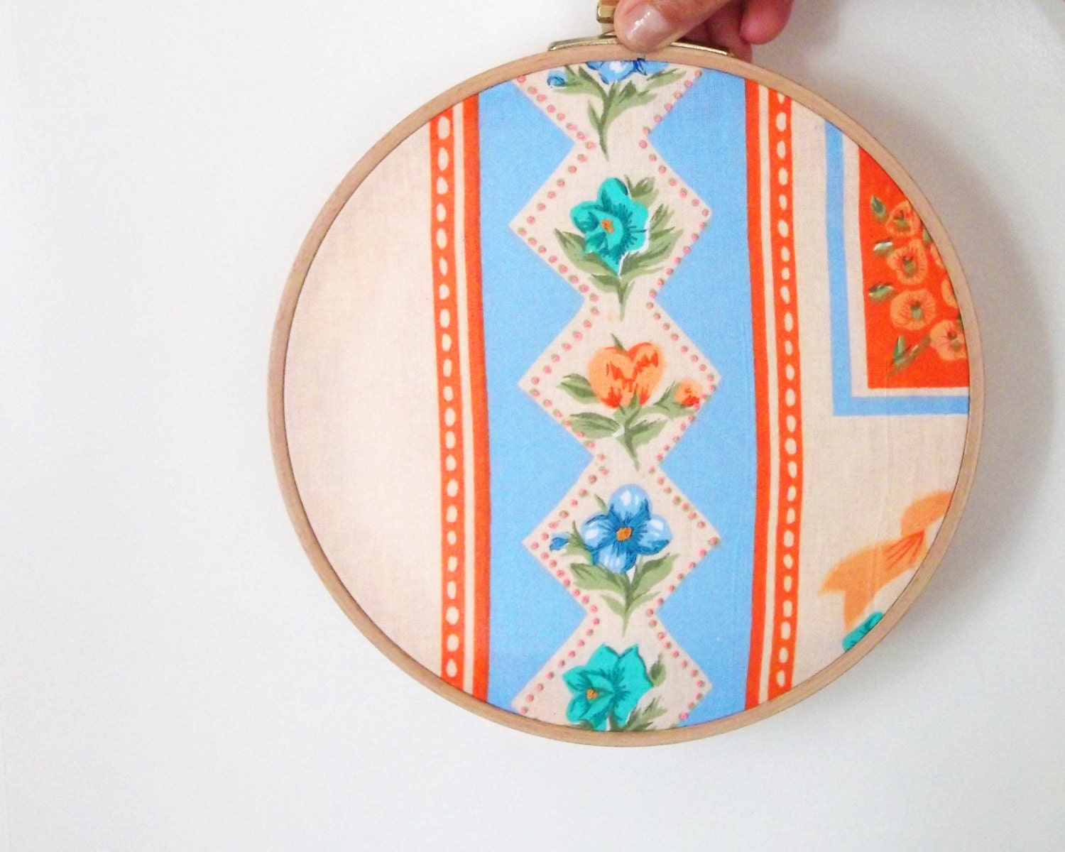 Colorful Floral and Geometric Hoop - Wall DEcor - Funny Happy Hours - Gift Ideas - Pretty Roses and Chevron - dmtgun3