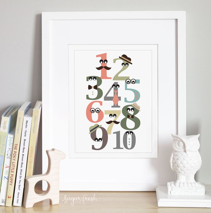Numbers Nursery Art - 'Mister Numbers' 11x14