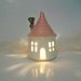Fairy House/ Night Light - with a  Pink  Roof