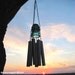 Insulator Garden Windchime Recycled Tea Light Holder, Reclaimed Upcycled Garden Decor, Aqua Blue Glass Insulator Wind Chime
