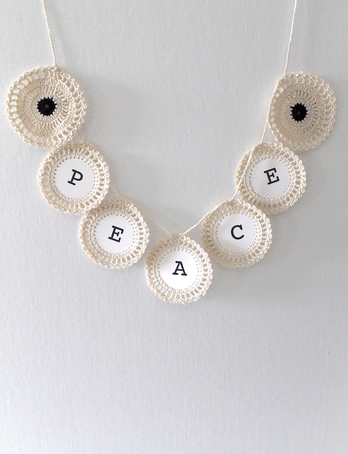 PEACE Sign Crochet Garland Banner Wall Hanging Home Decorating