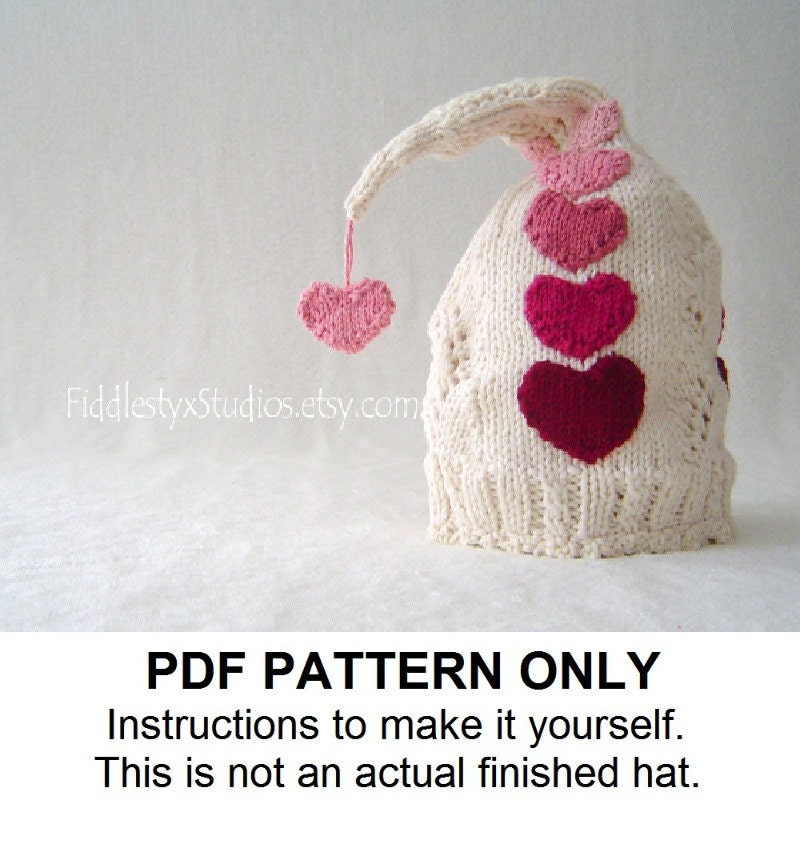 KNITTING PATTERN - Girls Valentines Day Pixie Hat - Knit Baby Hat PATTERN (Newborn, Infant, Toddler, Child sizes) Children Clothing Pattern
