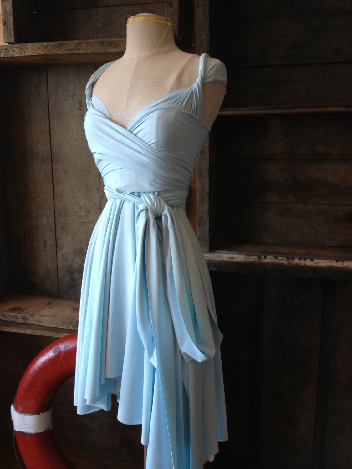 Seaside Aqua Octopus Infinity Wrap Dress- Bridesmaids, Wedding, Something Blue