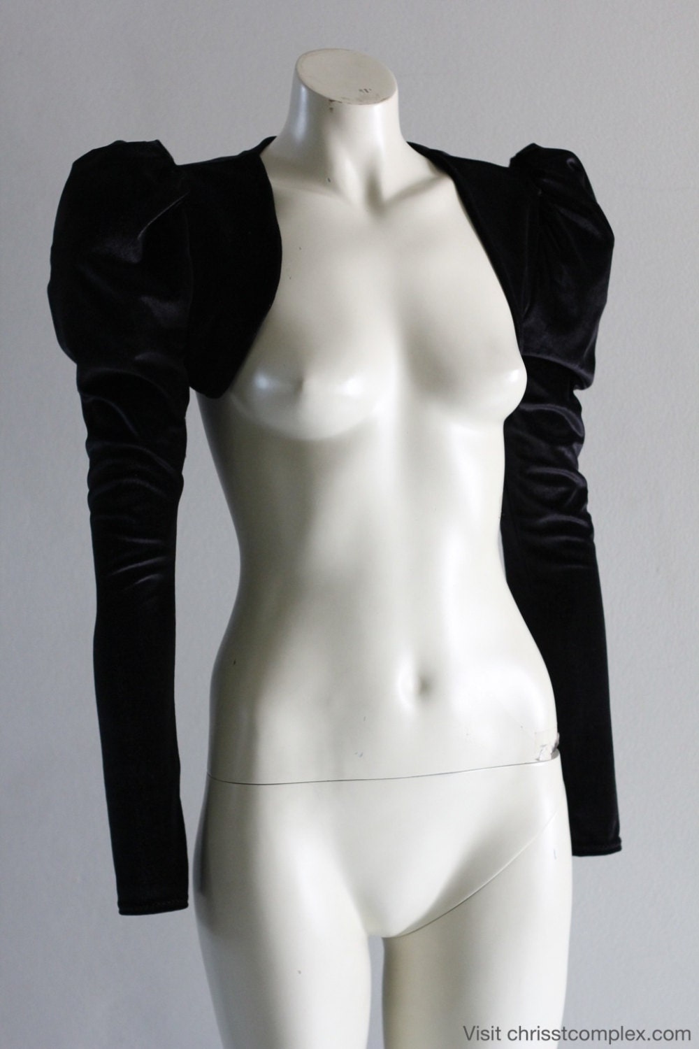 Steampunk Velvet Bolero Jacket Puff Sleeve Gothic Goth Cosplay Black Cropped. Sexy, Edgy and Extremely Chrisst. Special Online Price.