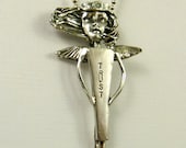 Angel Tessa Is All About Trust - Up Cycled Sterling, Sterling Silverware, And PMC - Art Jewelry Pendant - 1043