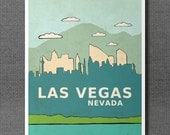 Modern Home Decor Wall Art Poster Print - Las Vegas, Nevada skyline - 8 x 10 Travel City Skyline Giclee Art Poster