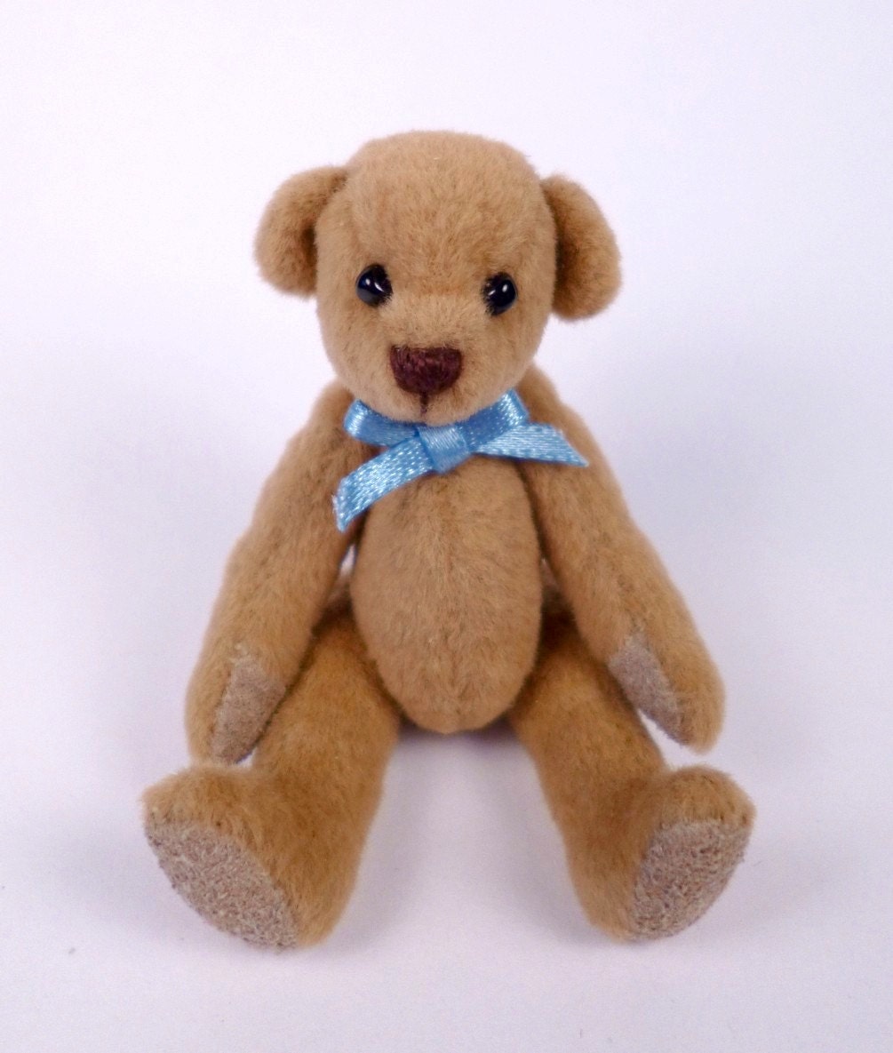Miniature Artist Bear, Caramel brown, 6cm - 2 3/8 inches by VonneBears