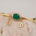 Personalized Charm Bangle - Green Onyx Bracelet - Gemstone Bangles - Bezel Set Bangles - Initial Charm Bracelets Mother's Day Gift