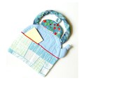 Wall Pocket Decor Organizer, Textile Pocket, Kitchen Pocket, Fabric Organizer, Wall Hanging, Bills Holder, Kitchen Holder, blue teapot