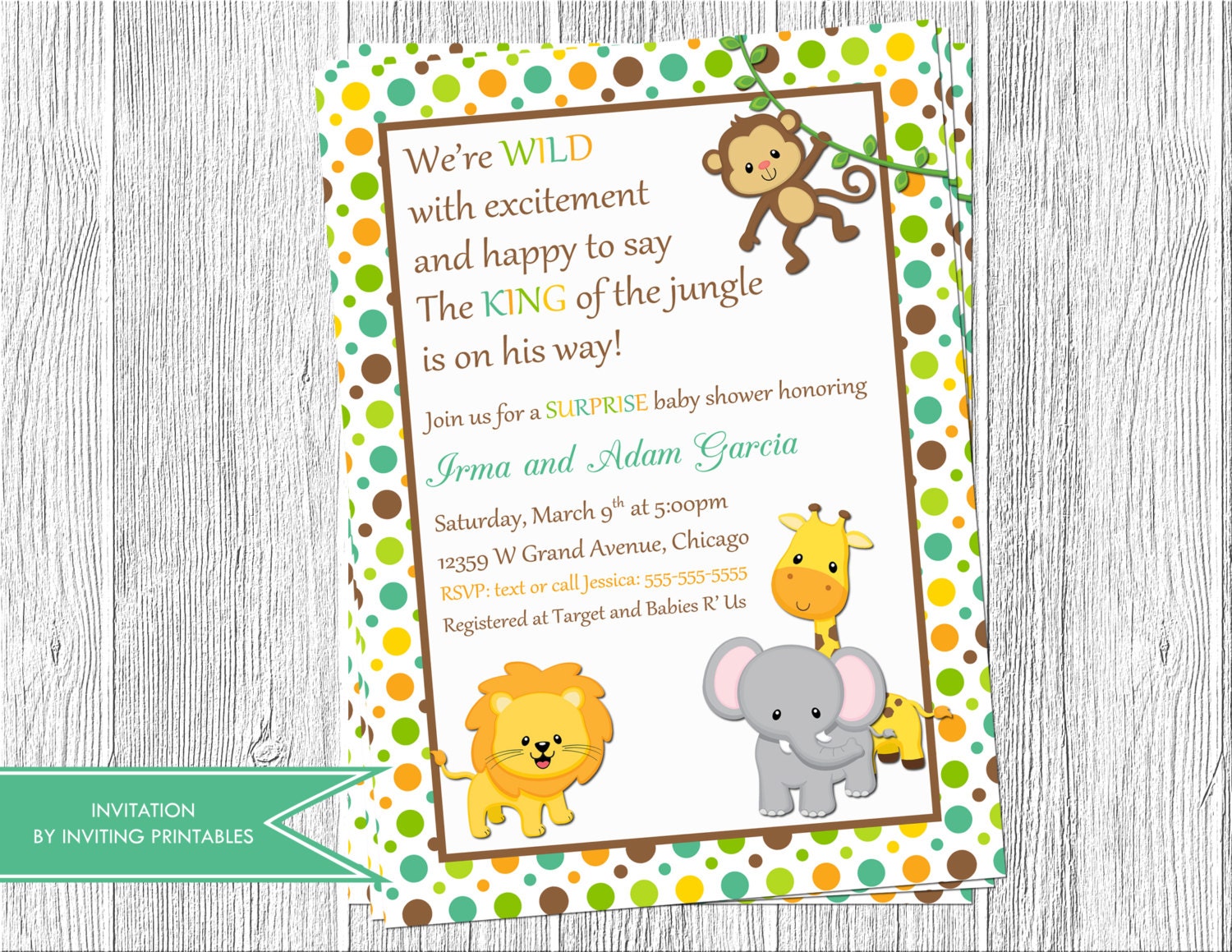 Jungle Safari Baby Shower Invitation Printable