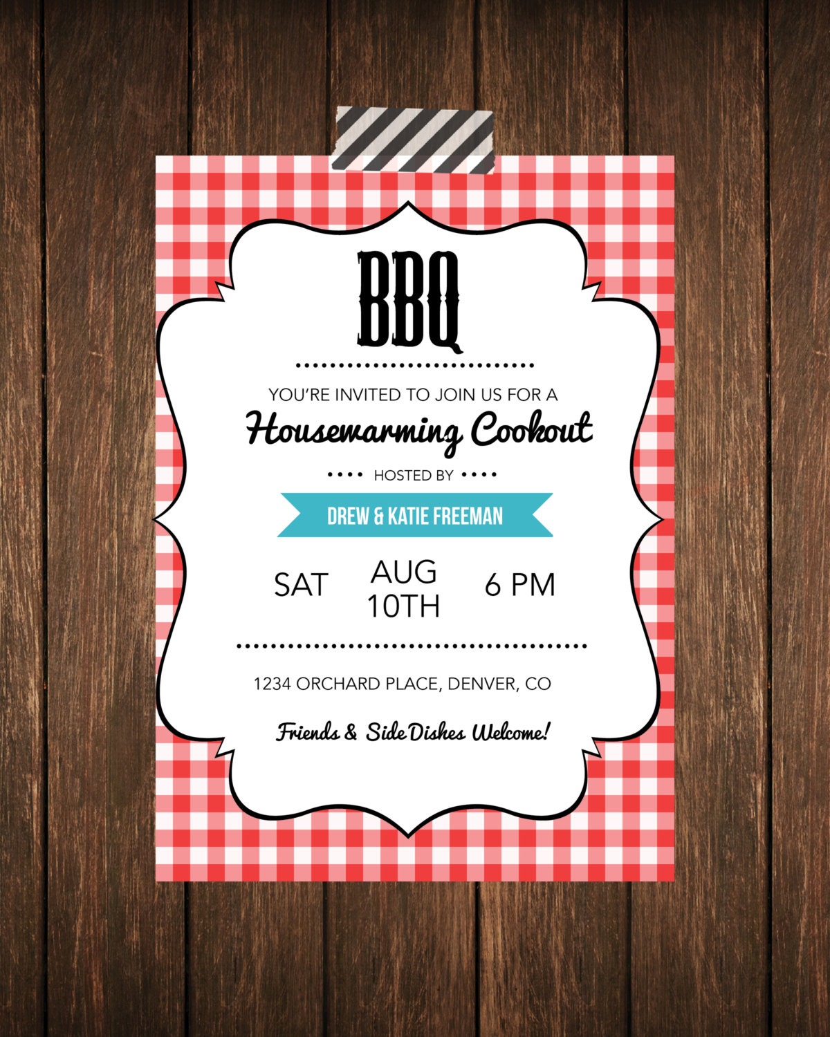 Housewarming BBQ Cookout Party Invitation - We've Moved Announcement Personalized Printable
