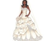 Bridal Fashion Illustration - Custom Portrait - 11 x 14"