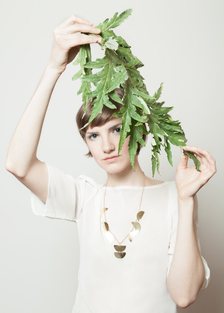 Halfmoon Tinsel Brass Necklace