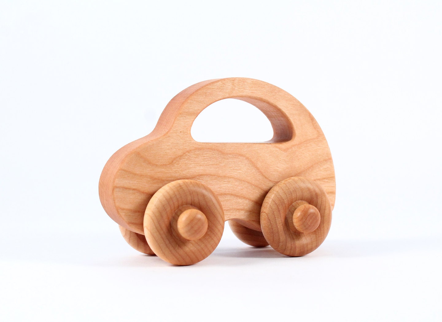 natural LOVE BUG car - a classic wooden toy handcrafted with sustainable hardwoods, waldorf play for baby and toddler, organically finished