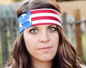 American Flag Headband, Fourth of July Festive, Red White and Blue, Bohemian style America Headband