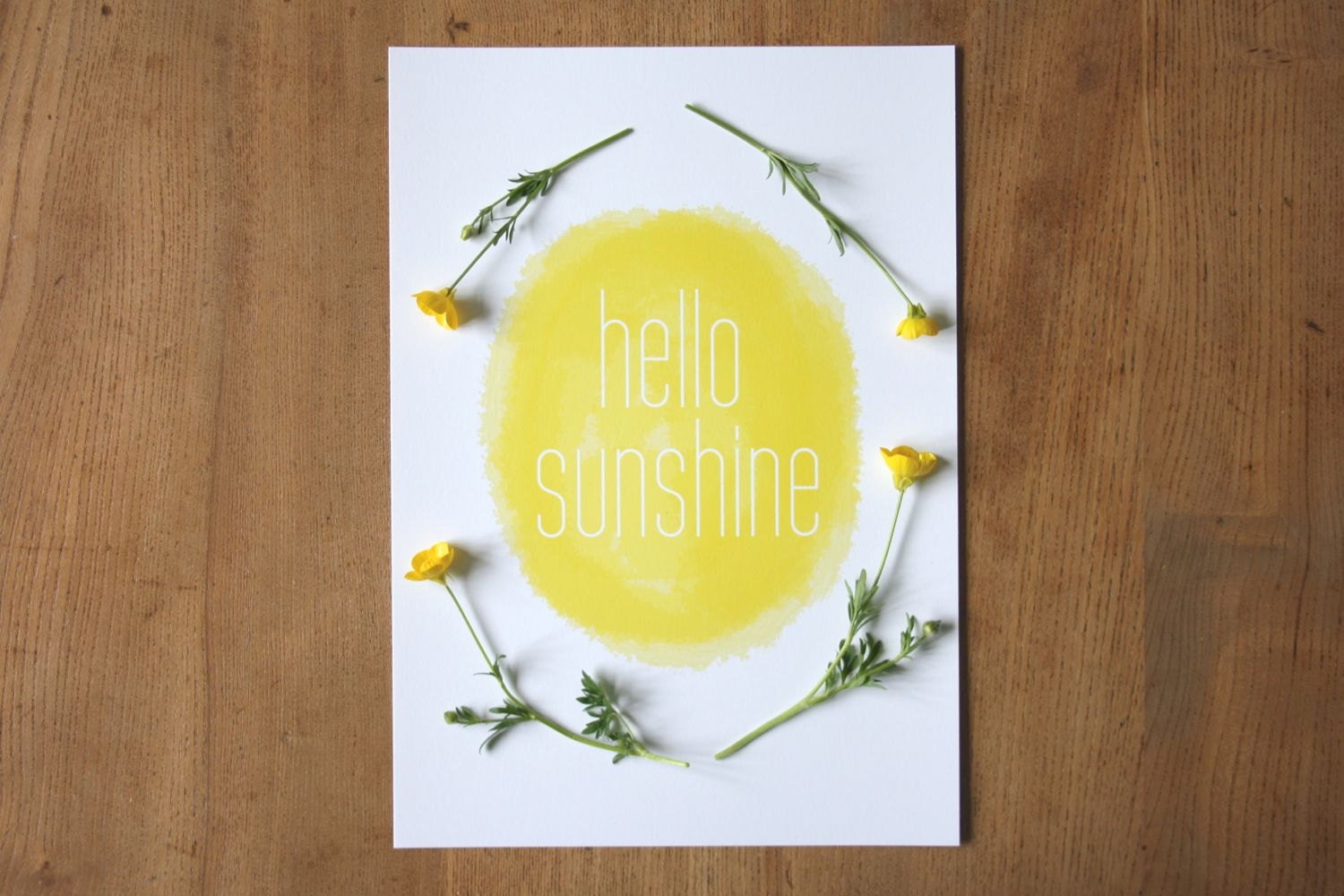 Hello Sunshine - Art Print Giclee - Yellow - Nursery Kids - Watercolour Style - Choose from 8 x 10" or A4 size