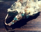 MERMAID TALE- Guitar String Bangle Bracelet with Calming, Shimmering Glass and Metal Beading. Whimsy, Musically Inspired Adornment