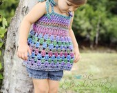 Childrens Clothing, Crochet Tank Top / Swimsuit Cover & Kerchief Set, Childrens Summer Clothing, Beachwear