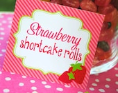 STRAWBERRY SHORTCAKE Food labels - Girls Birthday Party - Little Girl Party - Ladies Tea Party - Baby Shower - Krown Kreations Il_170x135