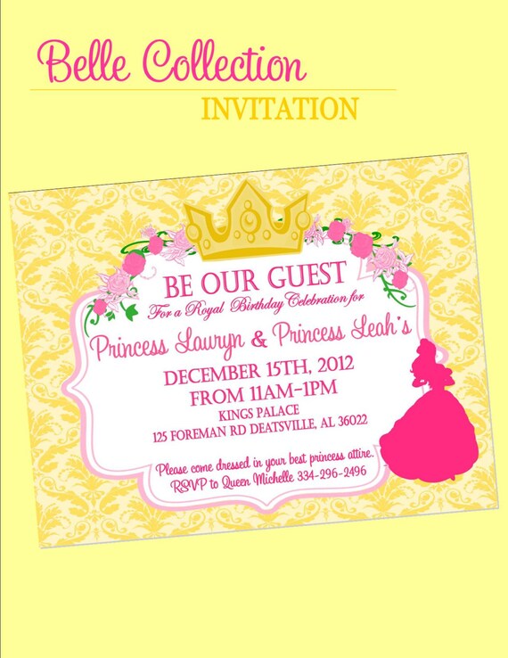 INVITATION - BEAUTY and the BEAST Inspired Party Printables - Princess Party - Belle - Girls Birthday Party - Shower - Krown Kreations Il_570xn